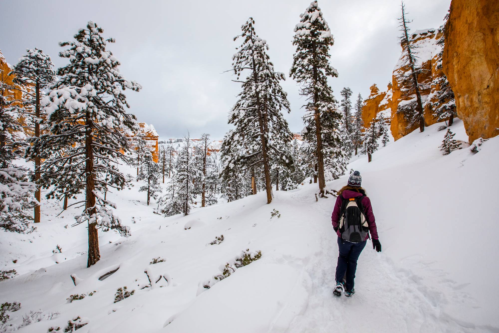 A woman hiking in Bryce Canyon National Park.